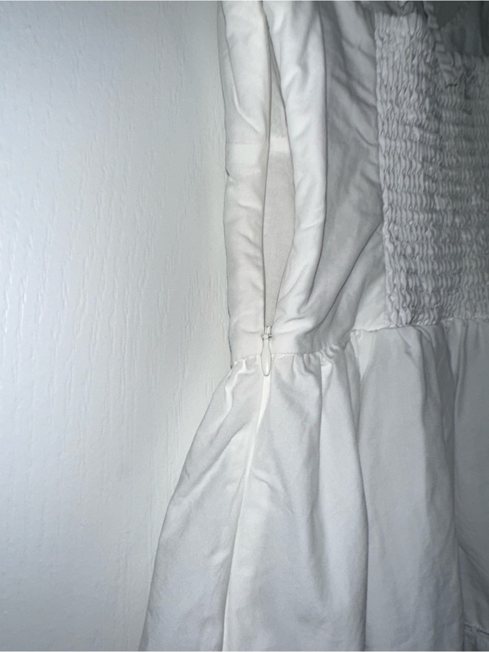 Anthropologie En Saison Britany White Peplum Cotton Blend Smocked Top Small - Picture 5 of 12
